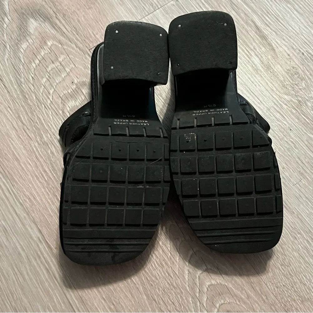 Y2K 90s Boho MIA Madden Chunky Leather Platform Slide Sandal Black Lug Sole 6.5